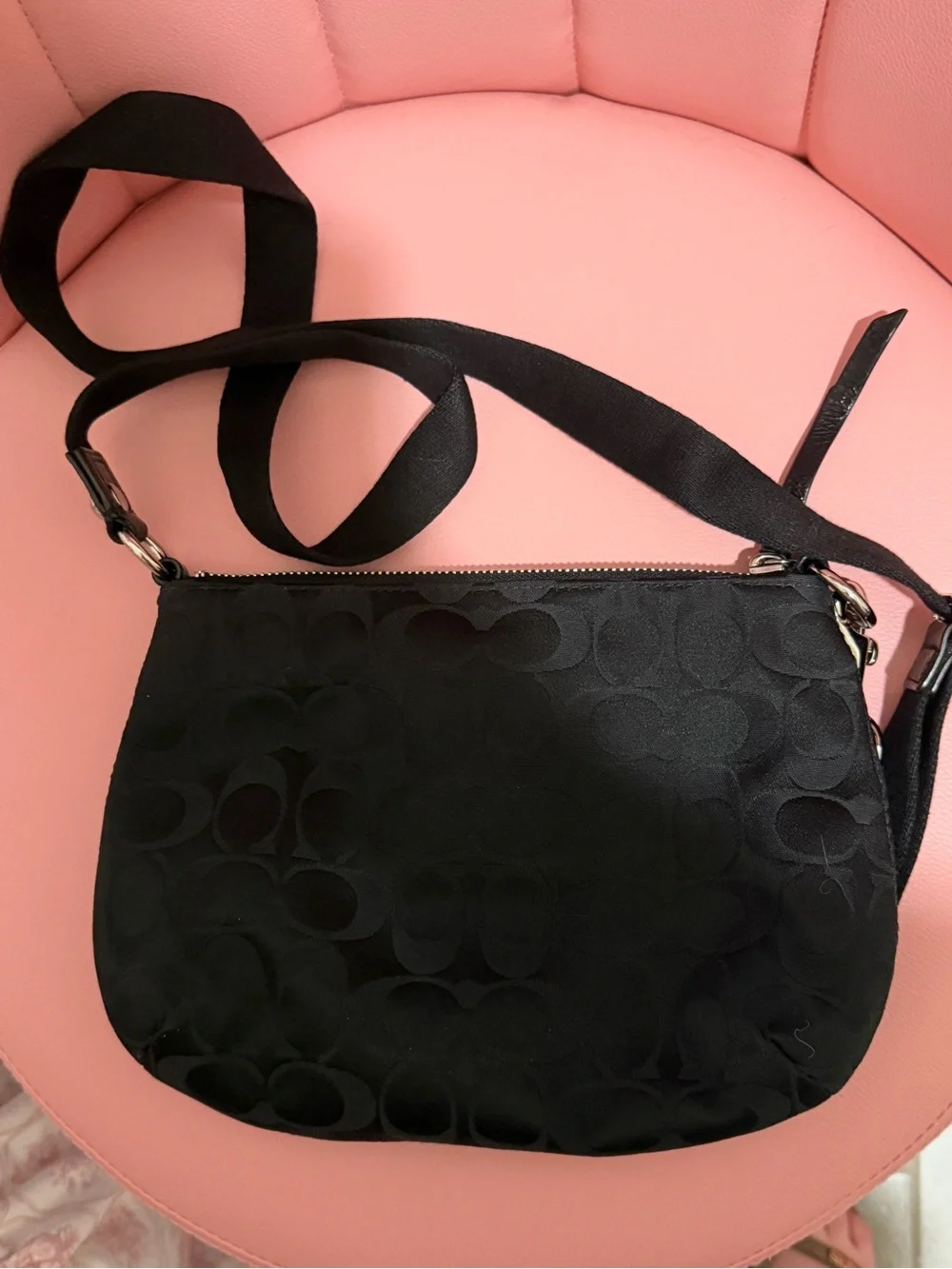 Coach Black Signature Satin Crossbody Bag